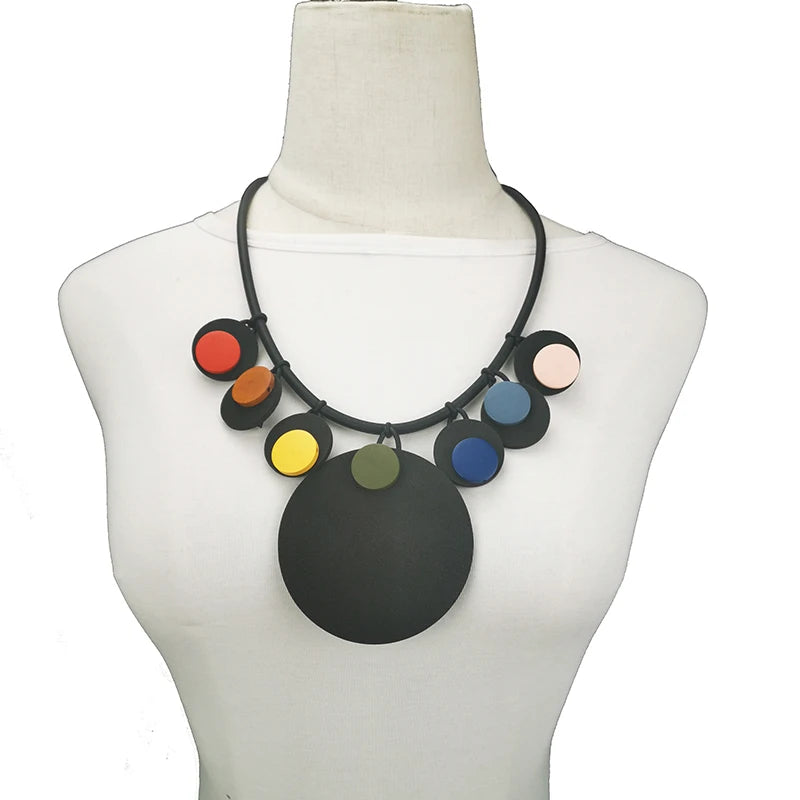 Multicolor Wood Jewelry Fashion Gothic Necklace
