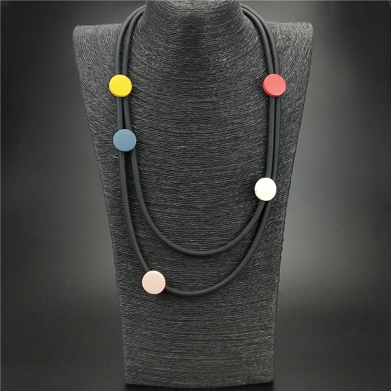 Multicolor Wood Jewelry Fashion Gothic Necklace