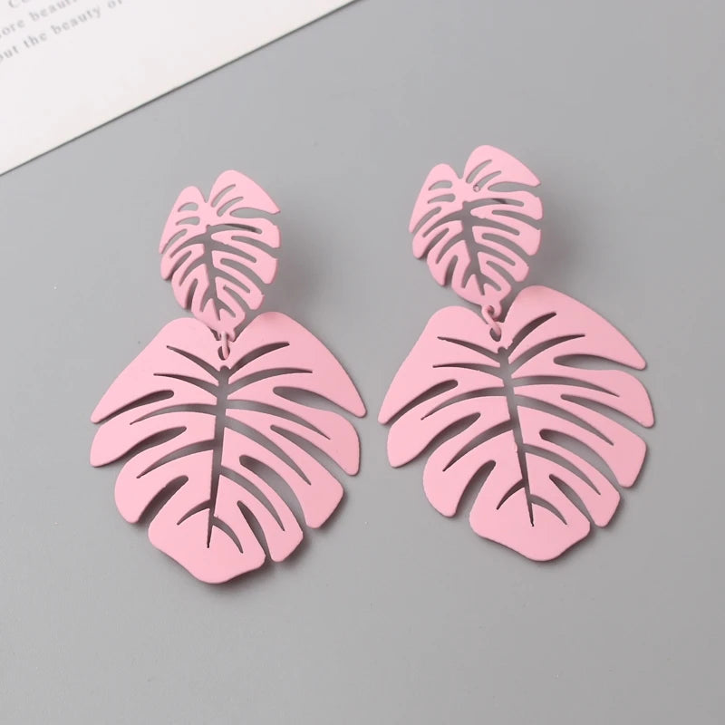 Exaggerated Hollow Big Leaf Drop Earrings