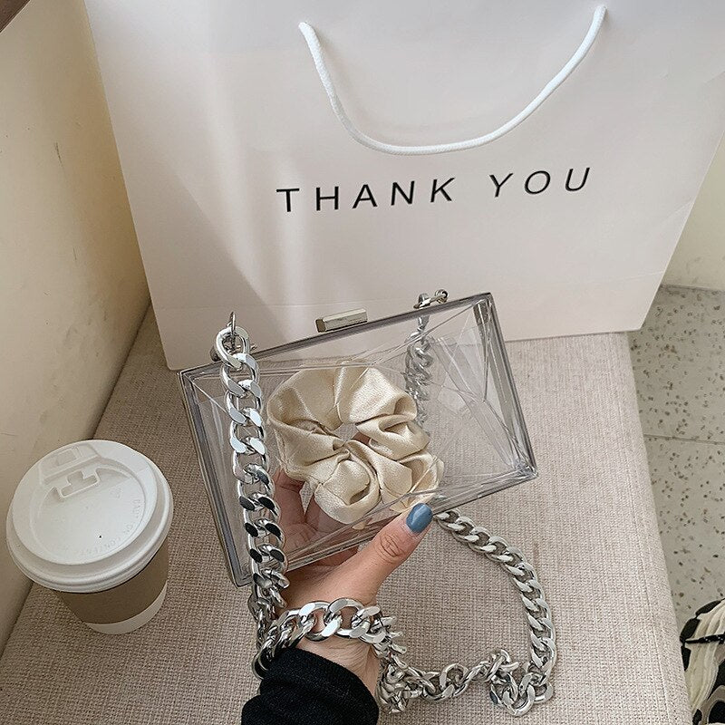 Transparent Women's Handbag High Quality Acrylic Jelly Bag with Chain