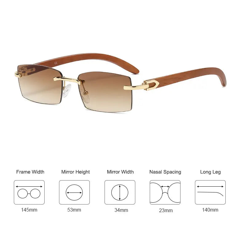 Classic Rimless Rectangle Sunglasses Men UV400 Driving Sun Glasses Women Clear Color Summer Accessories Square Small Size Blue