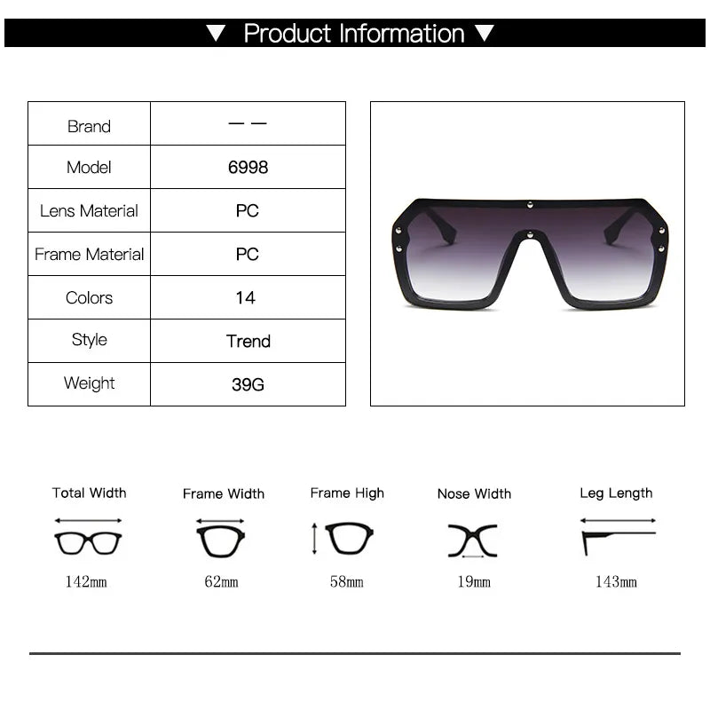 XJiea Rimless Sun Glasses For Women Fashion 2024 Oversize Square Man Sunglass Mirror Gradient Luxury Brand Driving Oculos De Sol
