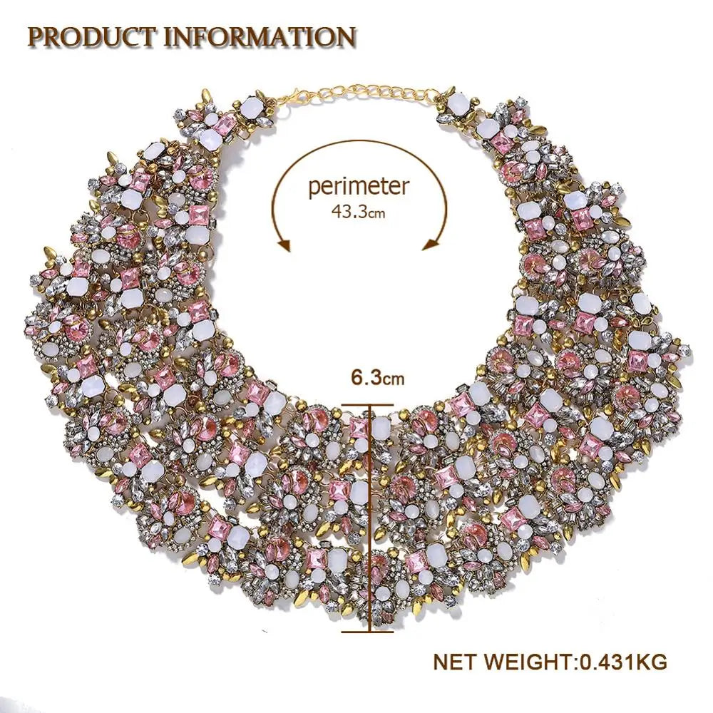 Dvacaman Women Layers Crystal Chain Pendant Necklace Big Statement Necklace Rhinestone Indian Bridal Jewelry Famale Bijoux AI32