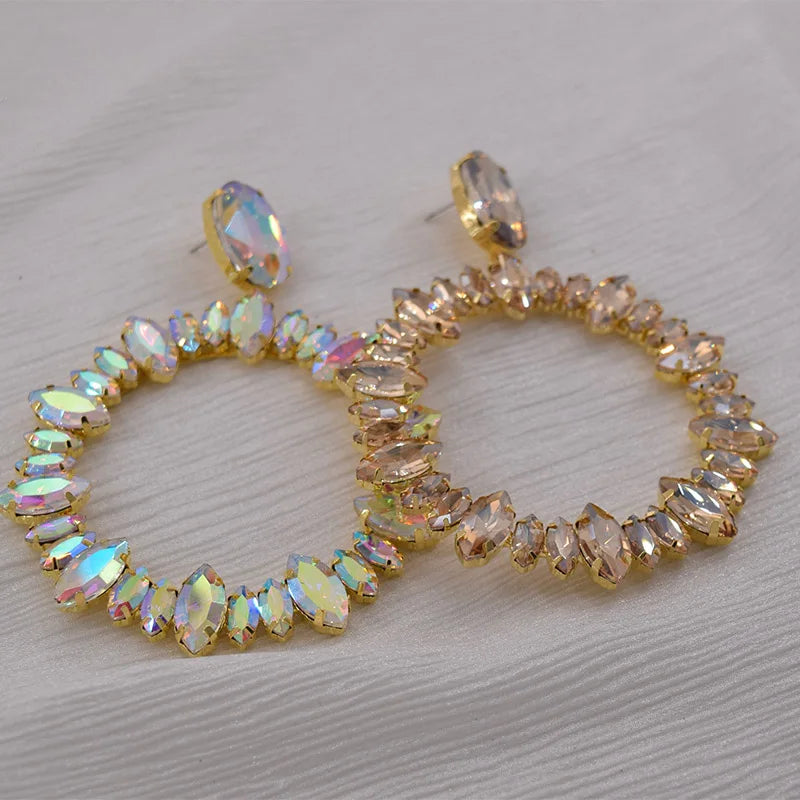 Huge Hoop Rhinestones Drop Earrings