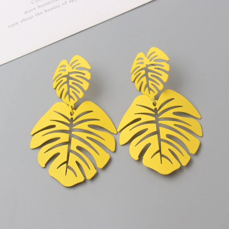 Exaggerated Hollow Big Leaf Drop Earrings