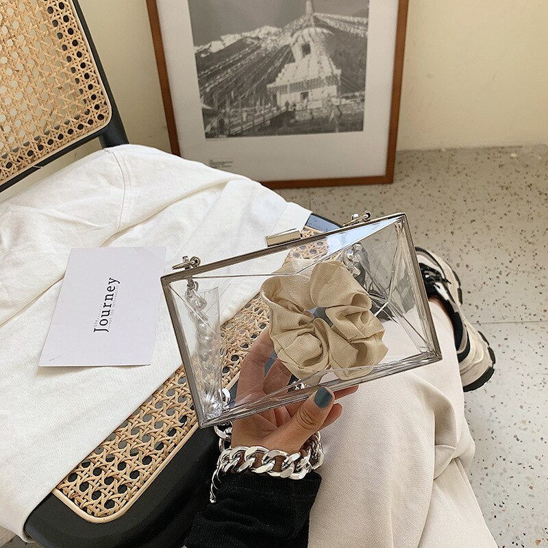 Transparent Women's Handbag High Quality Acrylic Jelly Bag with Chain
