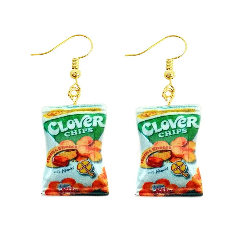 Earring For Women Resin Drop Custom Made Handmade Cute Girls Gift Eardrop Funny French Fries Cheese Chips Food Snacks
