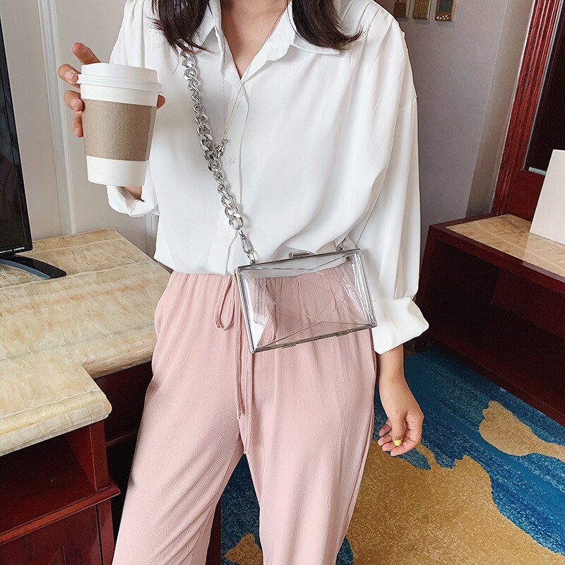 Transparent Women's Handbag High Quality Acrylic Jelly Bag with Chain