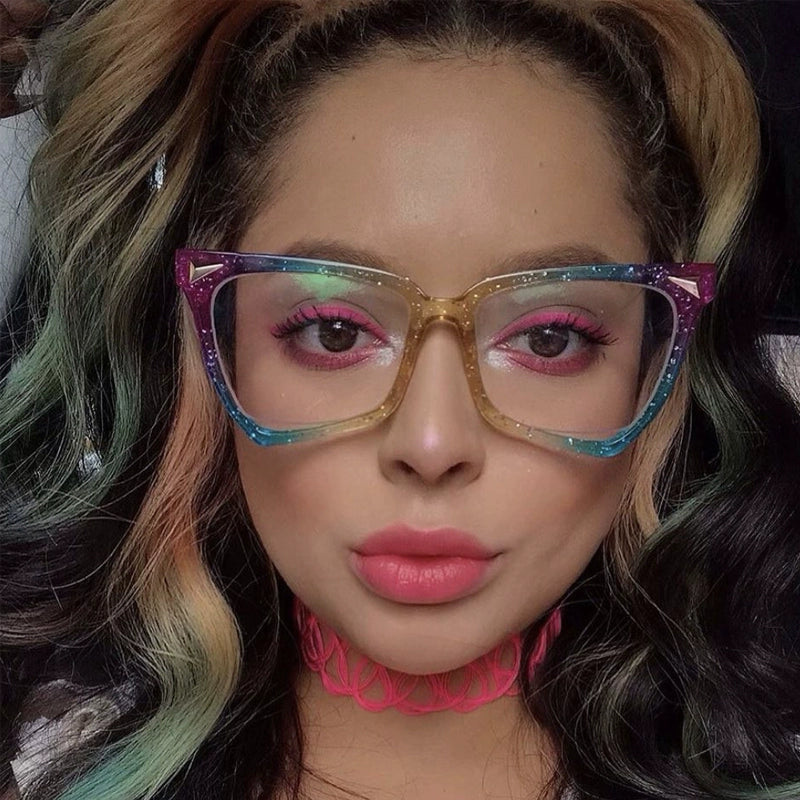 Retro Cats' Eye Sunglasses Women's American Style Asymmetrical Colorful Sunglasses Good-looking Anti-Ultraviolet Photography Fashion Large Rim