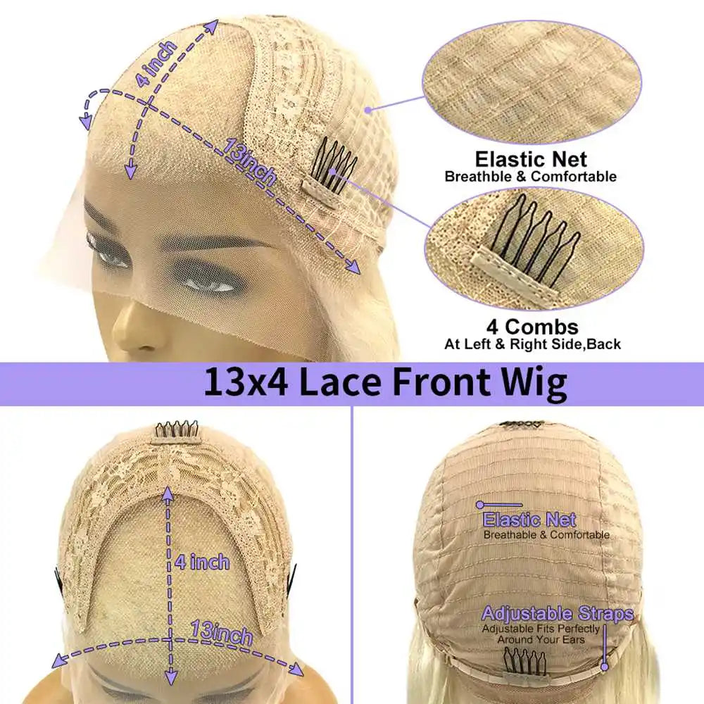 13x4 Ombre Pink Short Bob Transparent HD Lace Front Brazilian Virgin Human Hair Wig
