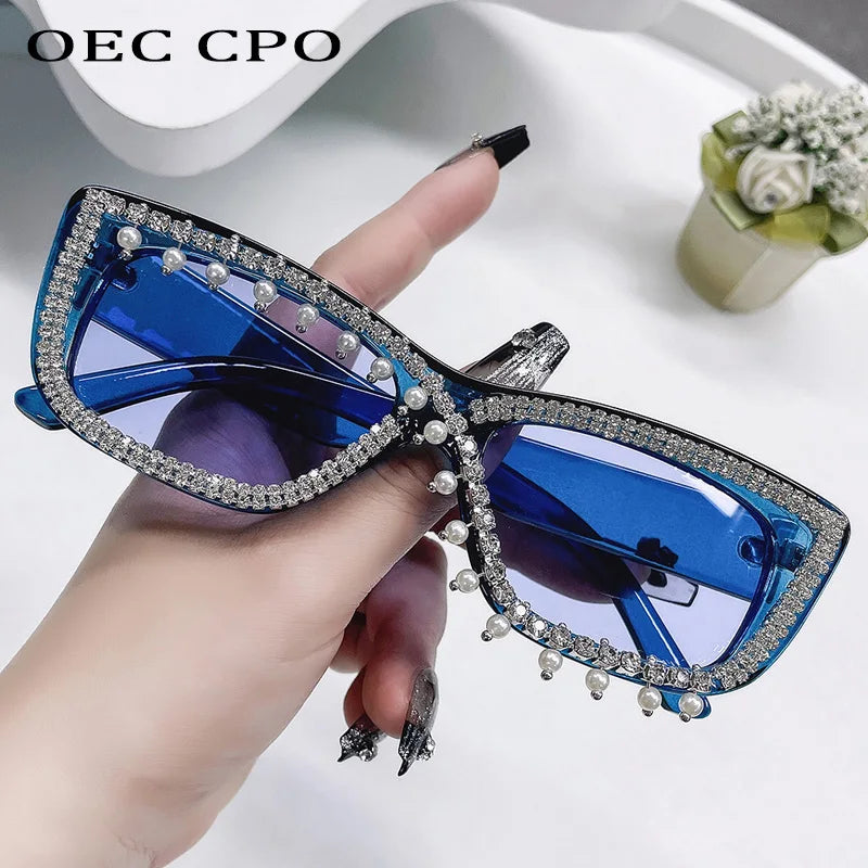 Diamonds Rectangle Sunglasses Women Sexy Trends Luxury Rhinestone Sun Glasses Ladies Fashion Shades UV400 Eyewear De Sol Oculos