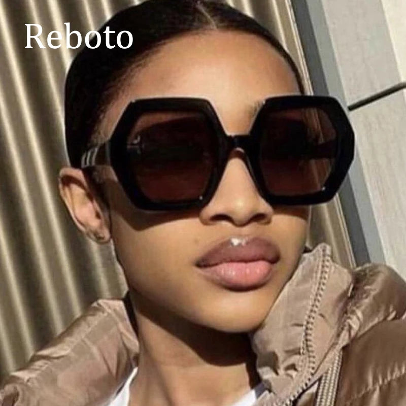 Square Irregular Sunglasses Women Oversized Polygon Luxury Yellow Shades