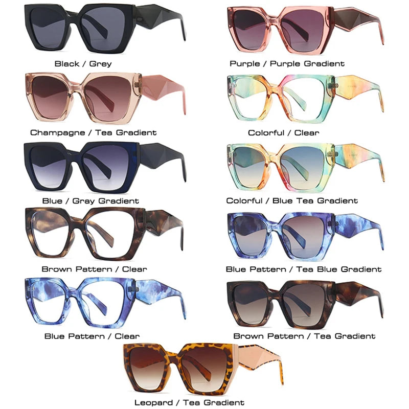 Retro Polygon Cat Eye Colorful Sunglasses