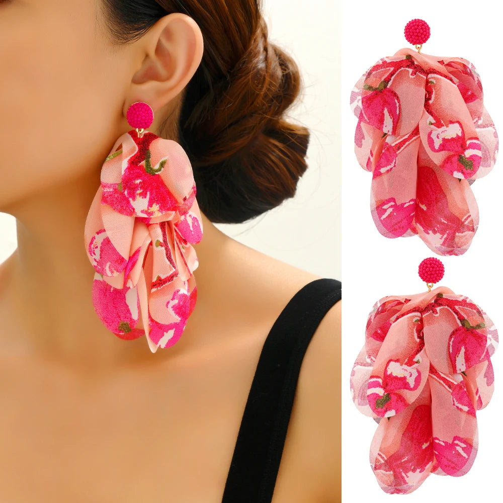 Bohemian Flower Big Dangle Earrings