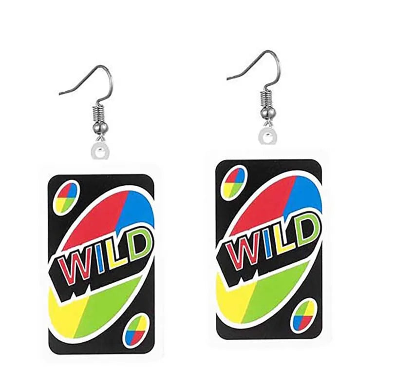 Acrylic Earrings Two-sided Rectangle Drop Earrings Magic Poker Game Card Crafts Dangle Acrylic Jewelry for Girl Woman Gift