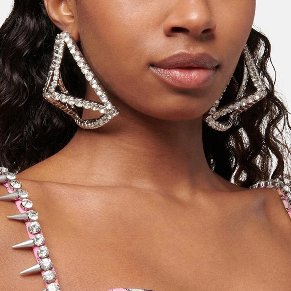 Rhinestone Triangle Dangle Earrings