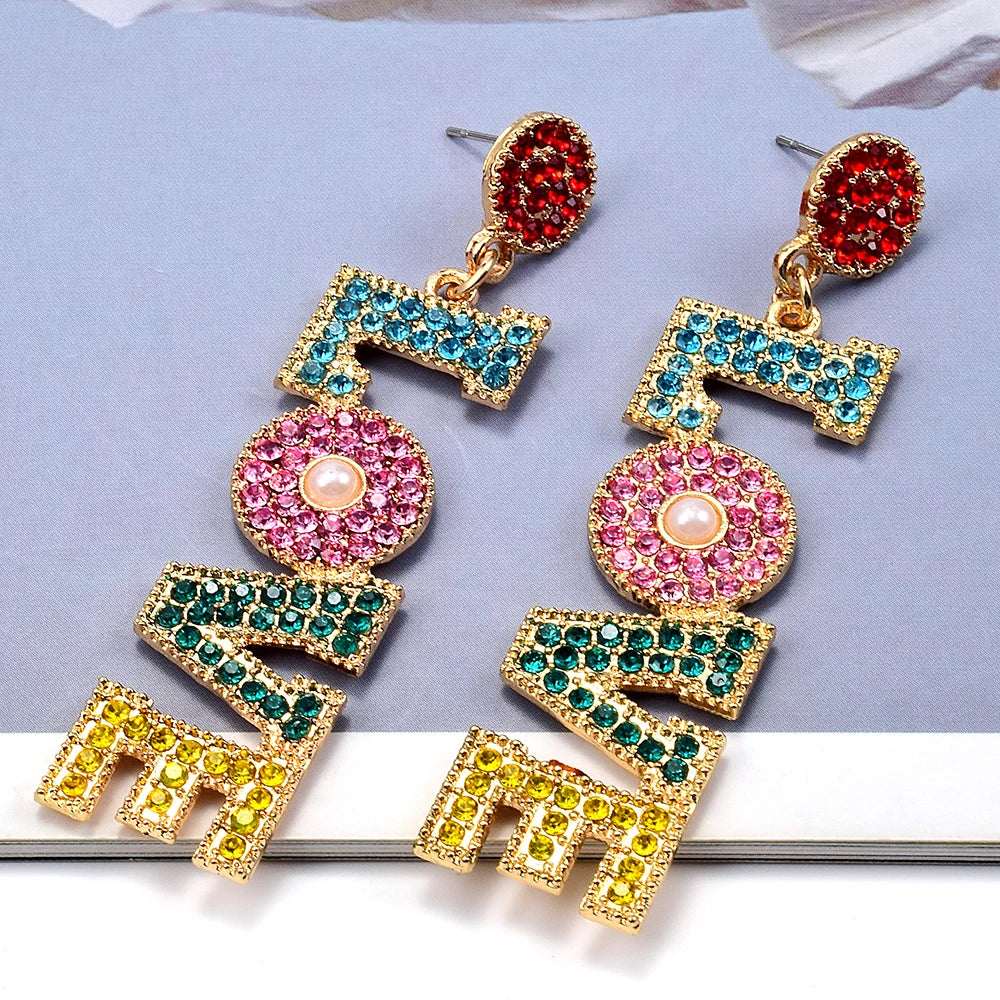 Trendy Cute Multicolor LOVE Letters Long Pendant Earrings