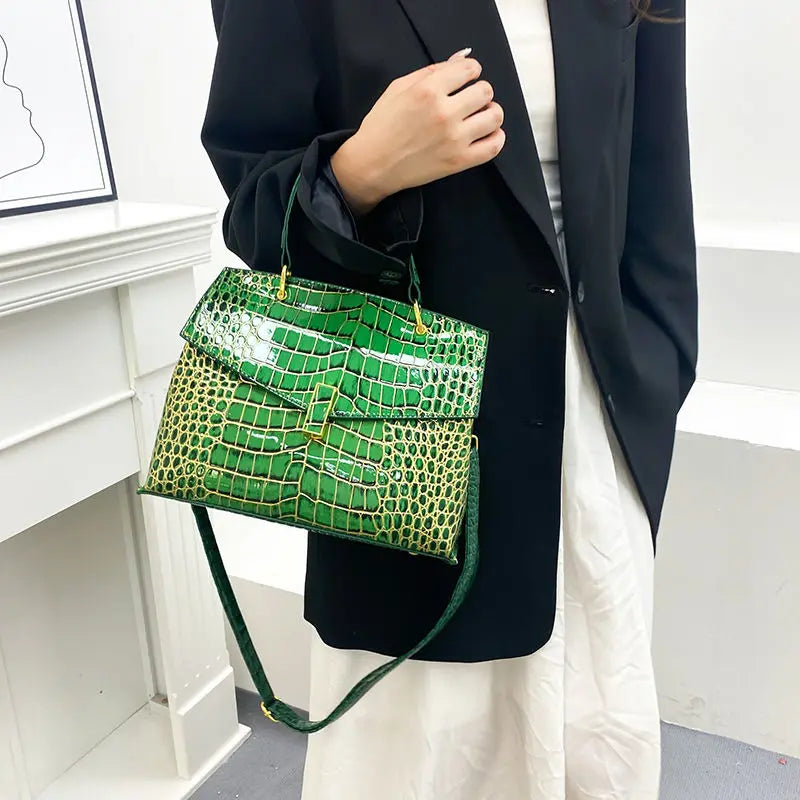 Leather Women's Handbags Crocodile Pattern Shoulder Messenger Bag