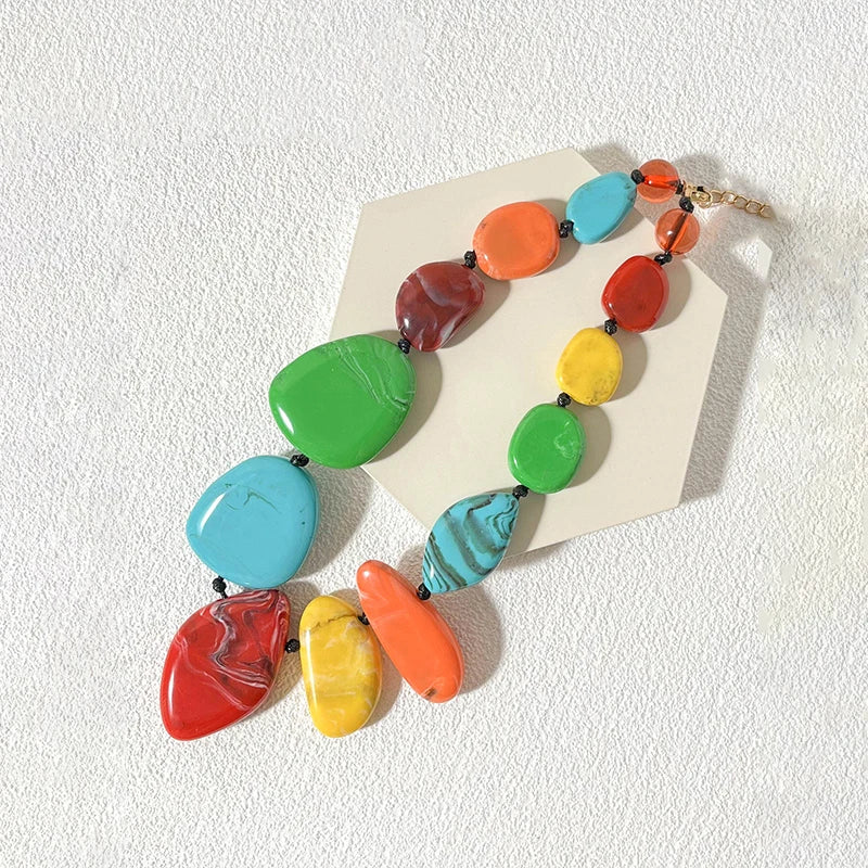 Colorful Chain Big Necklaces for Women Girls Multi Color