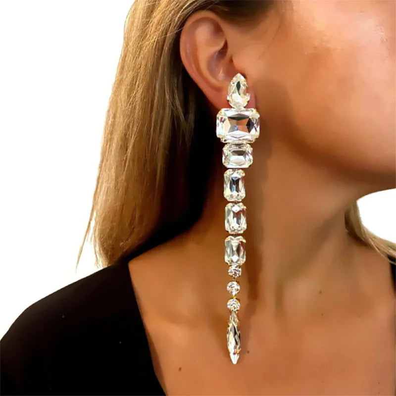 Crystal Long Drop Dangle Earrings