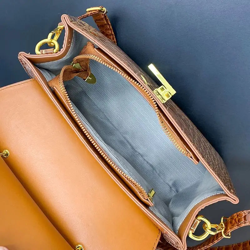 Leather Women's Handbags Crocodile Pattern Shoulder Messenger Bag