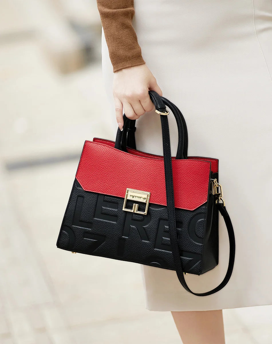 100% Genuine Leather Red Cover Black Body Shoulder Messenger Bags