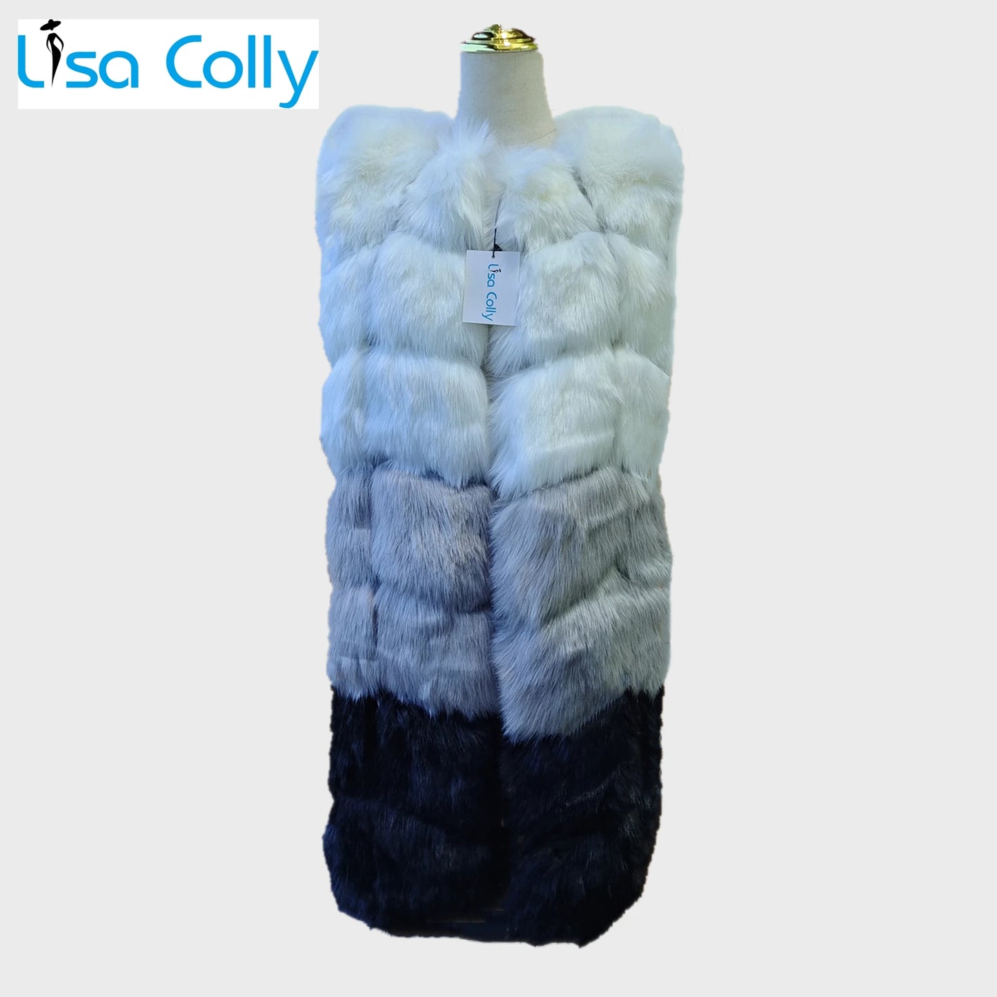 Lisa Colly New Fashion Winter Women's Fur Vest Coat Warm Long Vests Fur Vests Women Faux Fur Vest Coat Outerwear Jacket