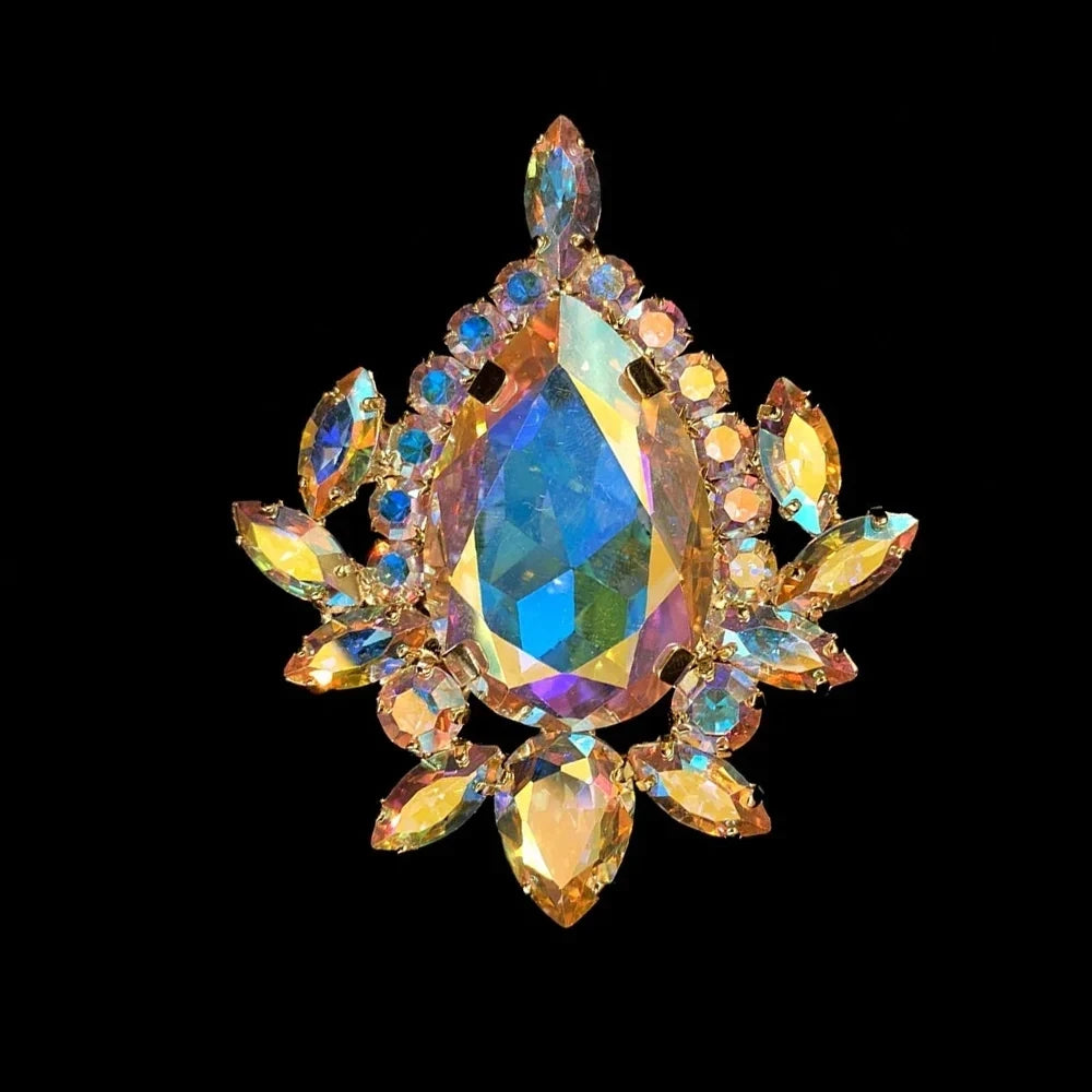 Fashion Colorful Exaggerate Open Rings Rhinestone Decoration Geometric Large Crystal Finger Rings Adjustable Jewelry Gift