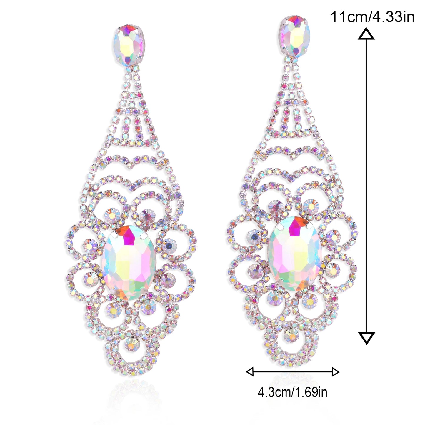 Gorgeous Rhinestone Flowers Shaped Dangle Earrings For Women Fashion Jewelry Party Wedding