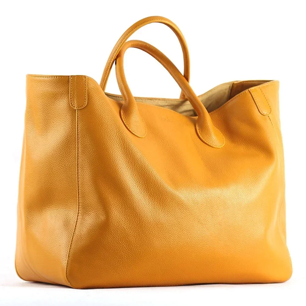Genuine Leather Bucket Tote