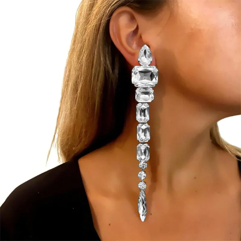 Crystal Long Drop Dangle Earrings
