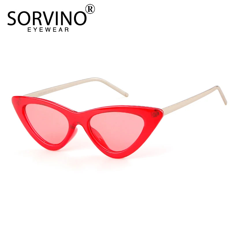 SORVINO Vintage Purple Cat Eye Sunglasses Women Designer Retro Triangle Cateye Men Sun Glasses Translucent Shades Oculos UV400