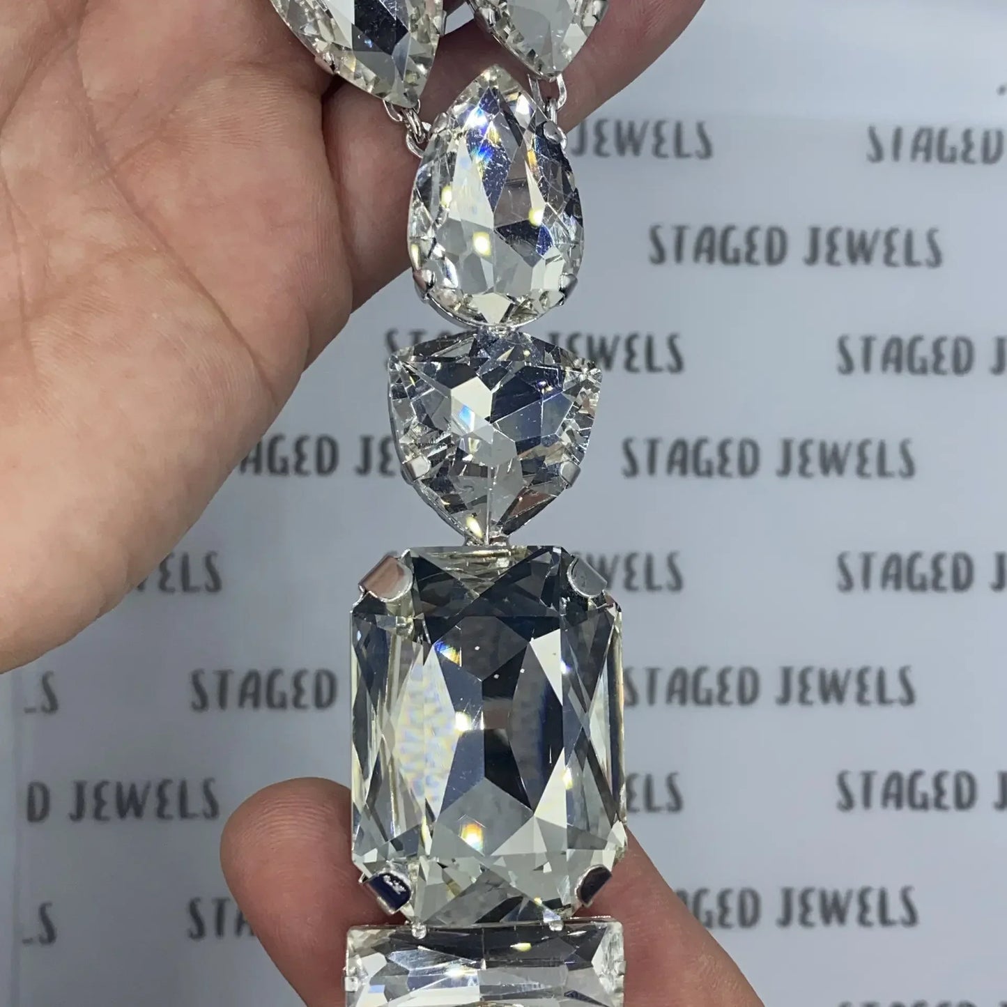 Woman Luxurious Handmade Oversized Crystal Necklace Sexy Fashion Big Square Rhinestone Statement Necklaces Accessories