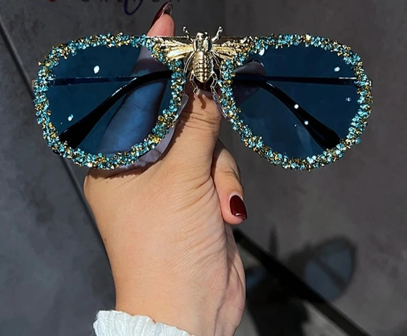 Luxury Bee Rhinestone Vintage Ladies Sun Glasses