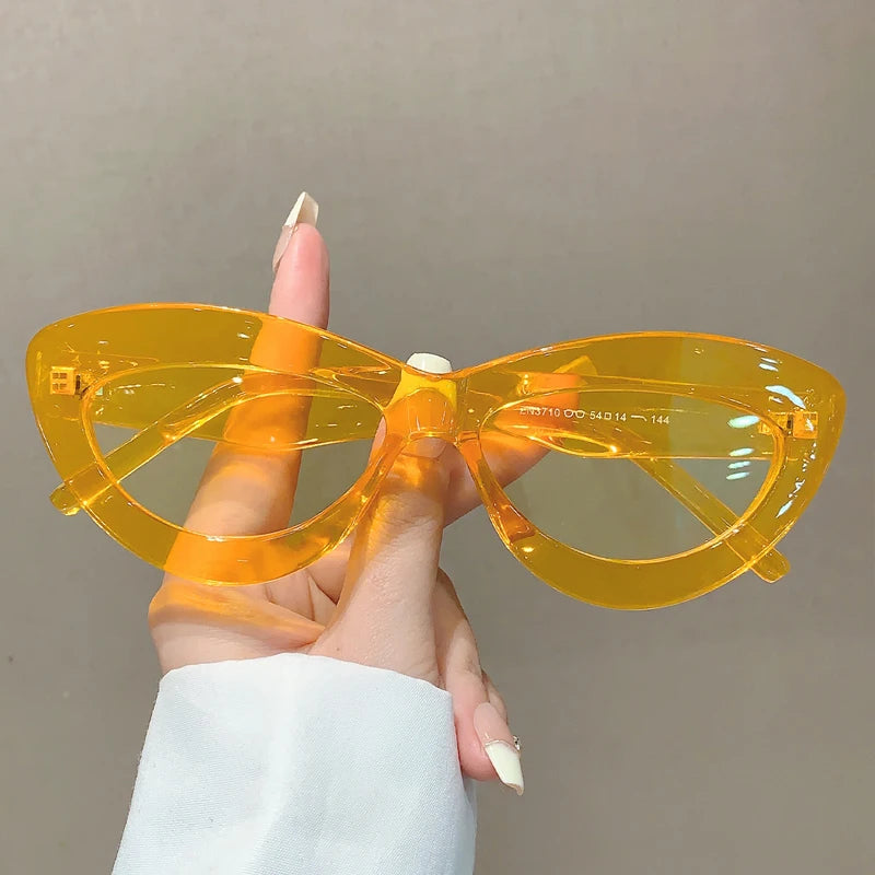 KAMMPT Vintage Cat Eye Sunglasses 2024 Fashion Retro Candy Color Outdoor Women Shades Luxury Brand Designer Multicolor Eyewear