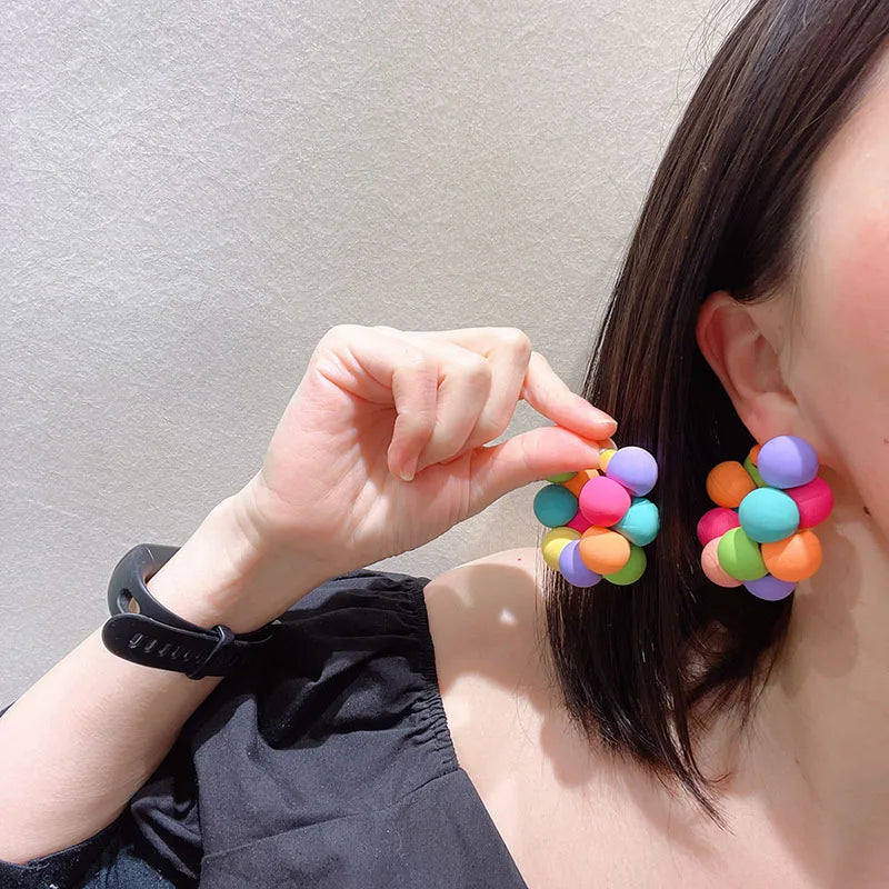 Colorful Cc Earrings Korean Exaggerated Fashion Cute Luxury、girl、earrings for Women Jewelry Accessories Party Wedding Gift