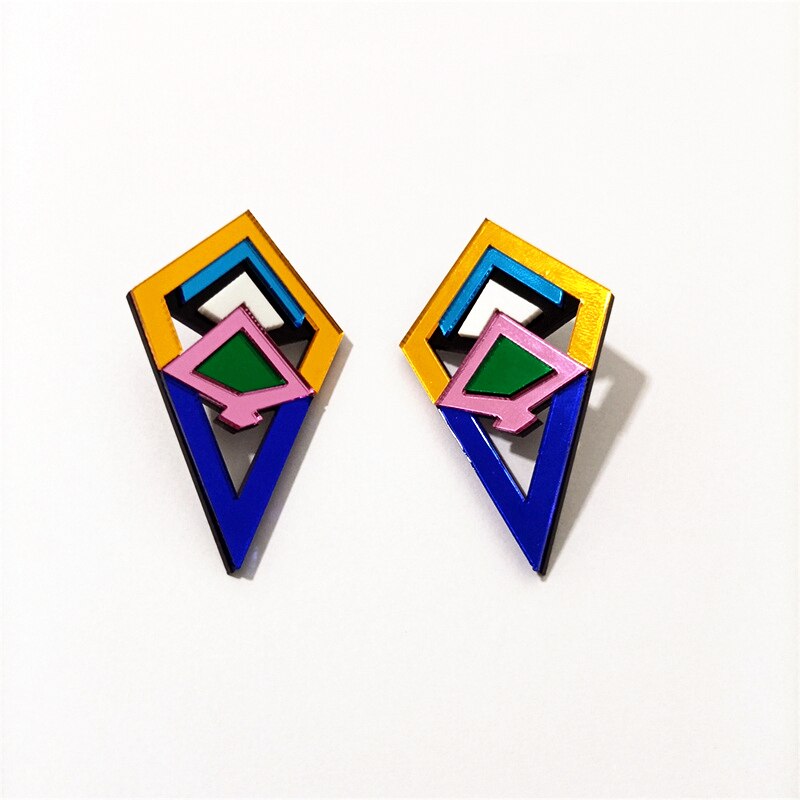 Vintage Acrylic Earrings Stud for Women Geometric Mirror Jewelry