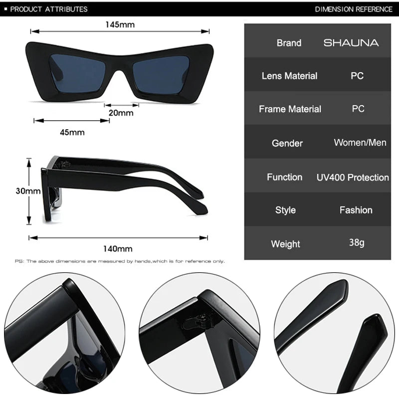 SHAUNA Retro Cat Eye Sunglasses Women Fashion Brand Designer Yellow Green Shades UV400 Men Trending Contrast Color Sun Glasses