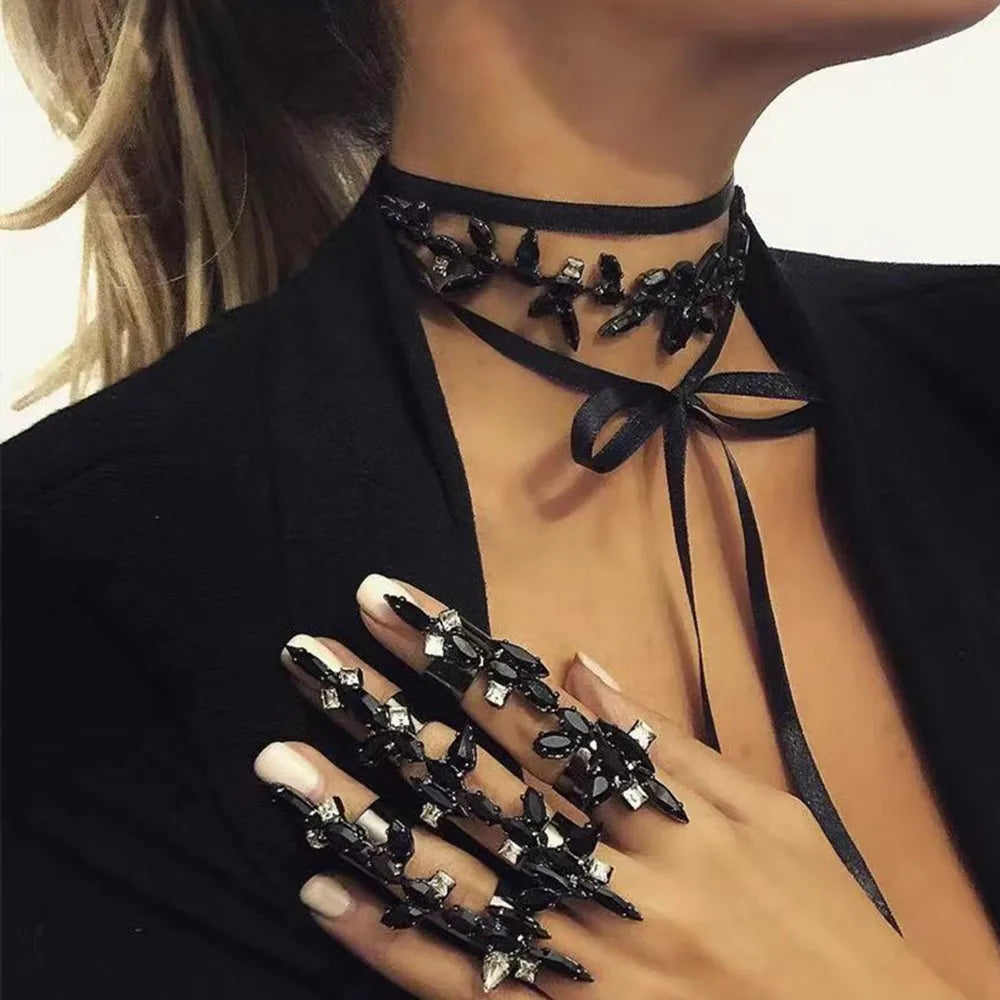 Handmade Crystal Adjustable Statement Rings 3PCS