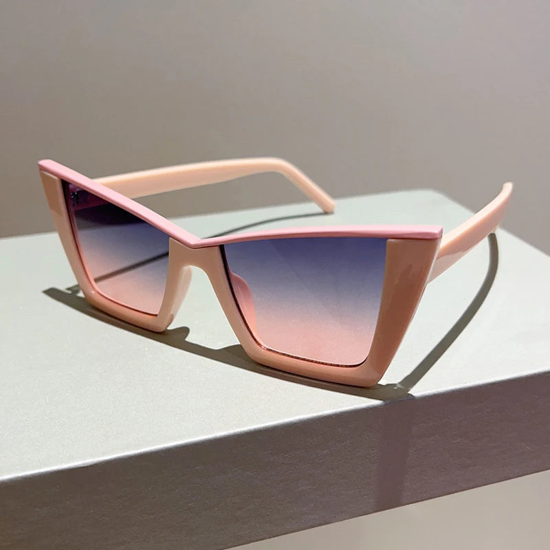 KAMMPT Oversized Cat Eye Women Sunglasses Fashion Vintage Gradient Shades Sun Glasses Trendy Luxury Brand Designer UV400 Eyewear