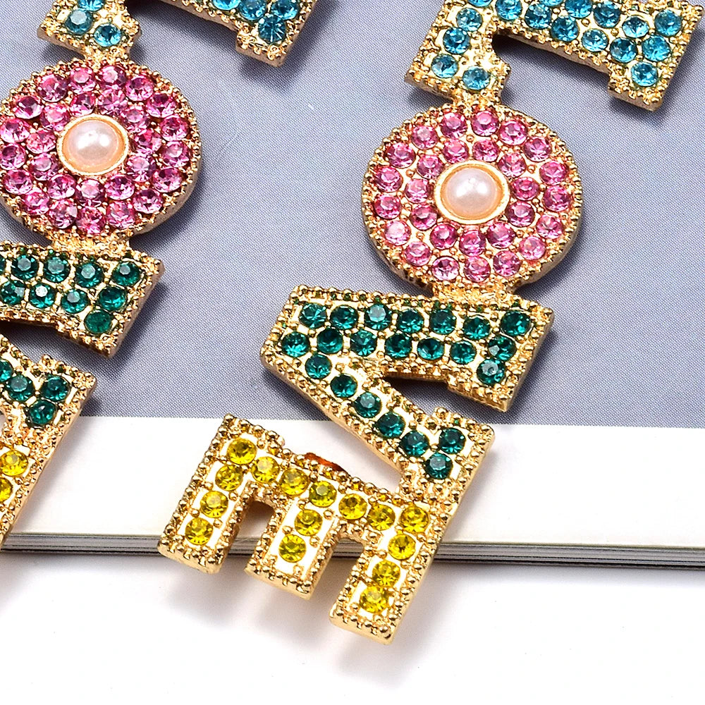 Trendy Cute Multicolor LOVE Letters Long Pendant Earrings