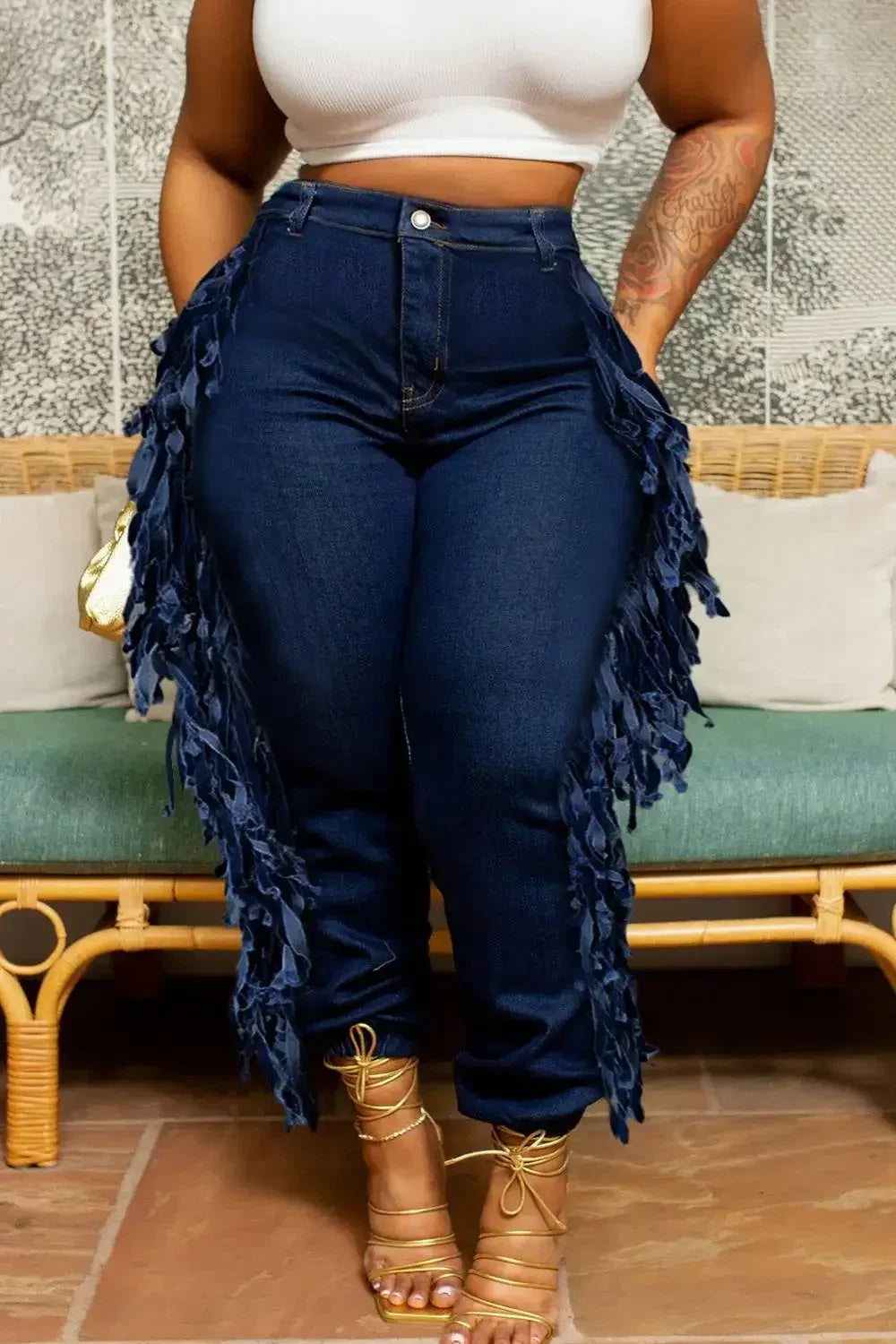 Tassel High Waist Cargo Streetwear Pockets