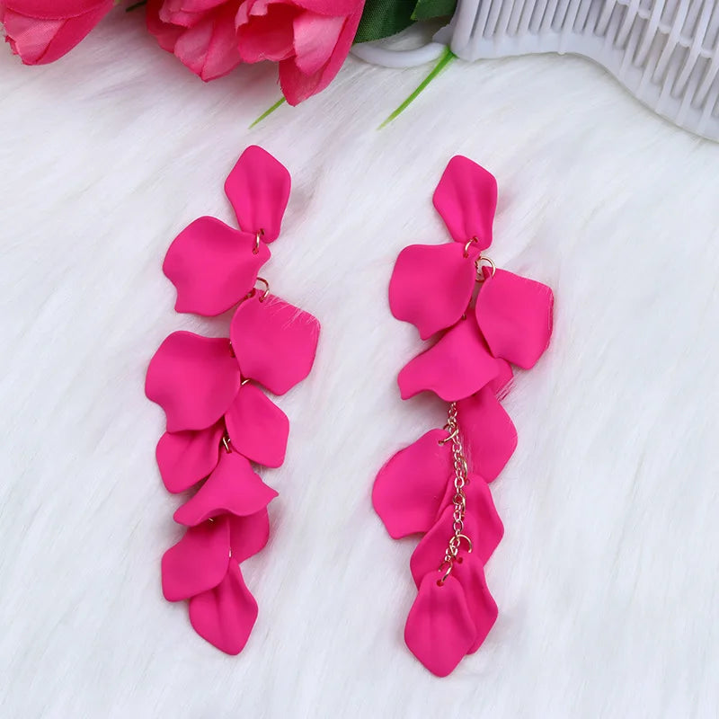 Sweet Flower Long Bohemian Drop Earrings Acrylic Tassel