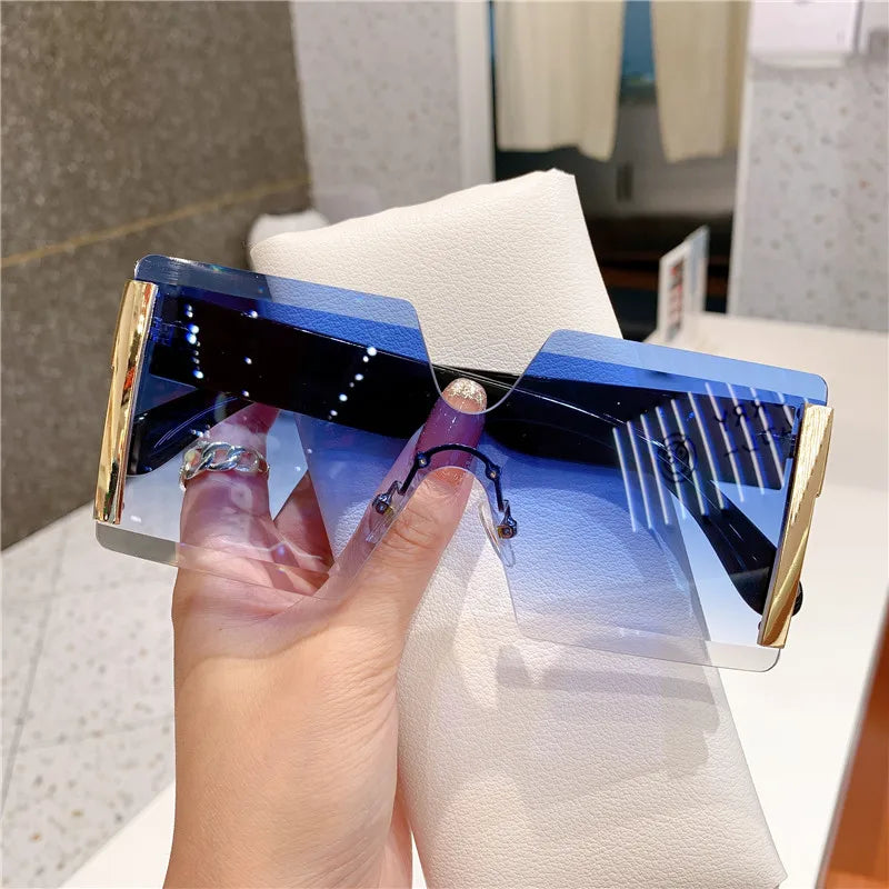 Oversized Rimless Gradient Tea Sunglasses