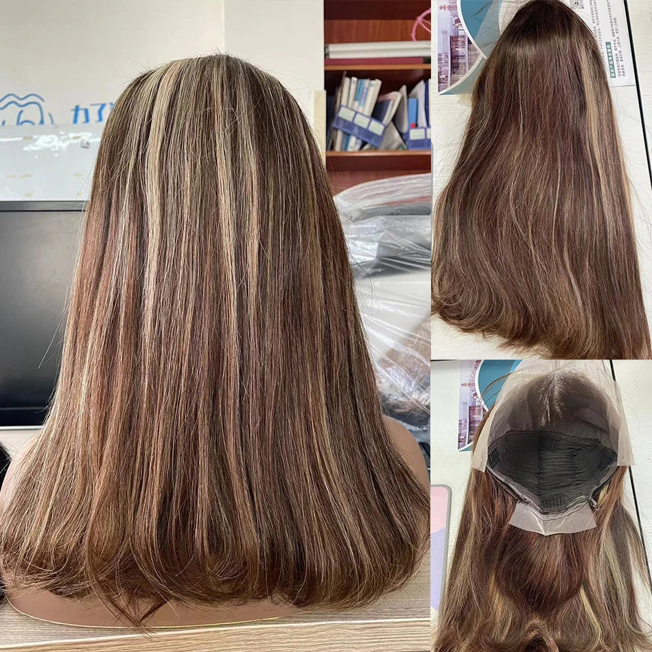 Highlight Bob Wig Human Hair Straight Short Bob Wig 13x4 Lace Front Human Hair Wigs For Women Honey Blonde Bob Lace Frontal Wig