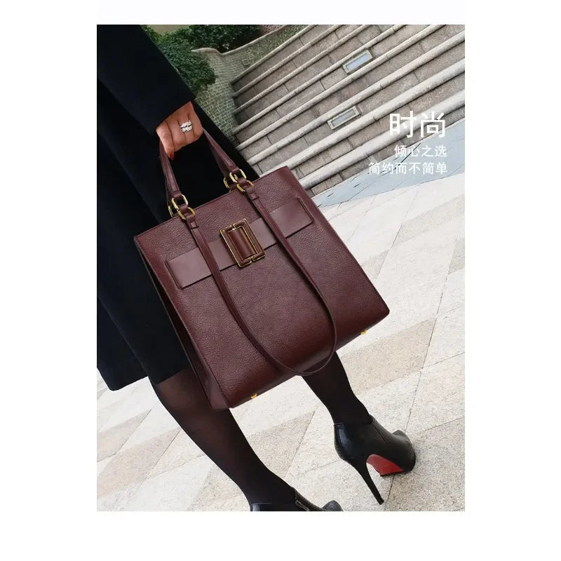 Vertical Square Shoulder Handbag with Large Capacity