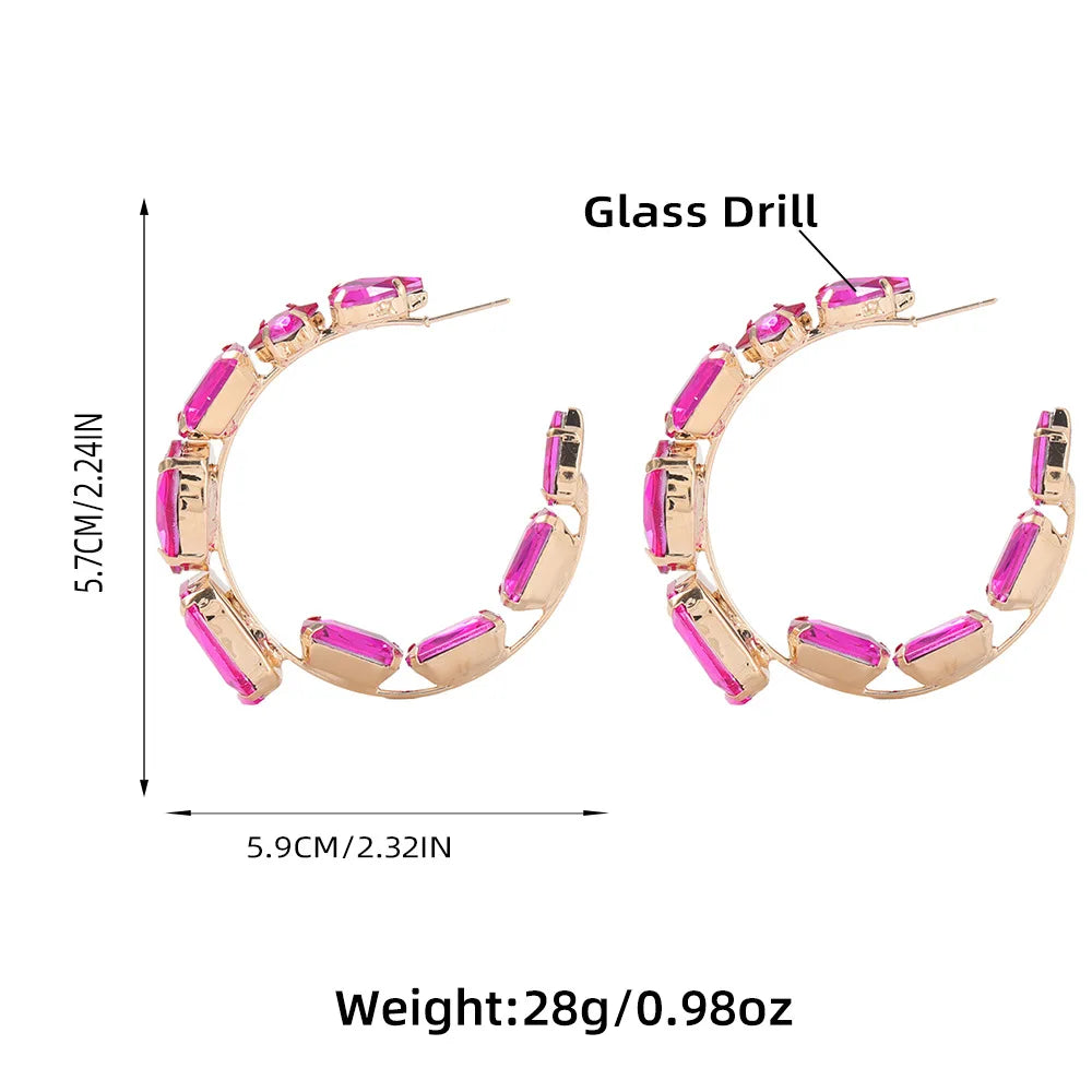 Gorgeous Pageant Sparkle Iridescent Crystal Rhinestone Hoops