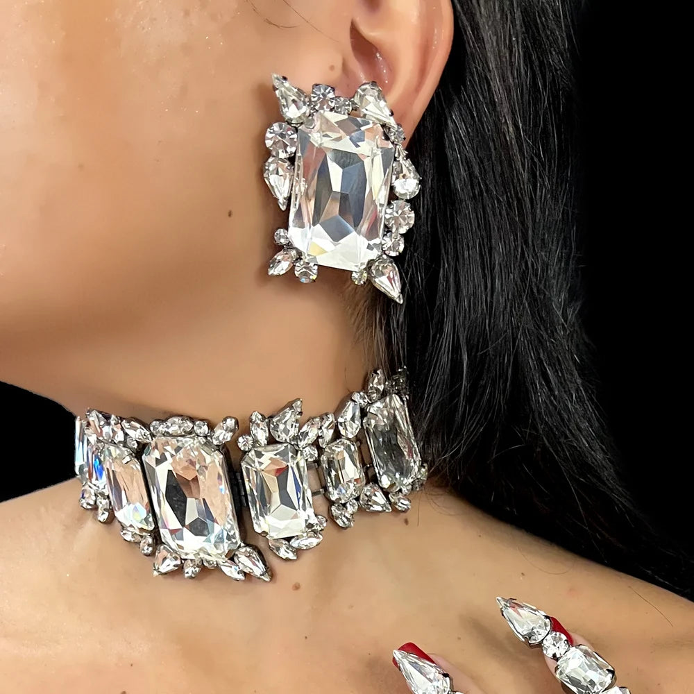 Stonefans Bride Crystal Necklace Earrings Set