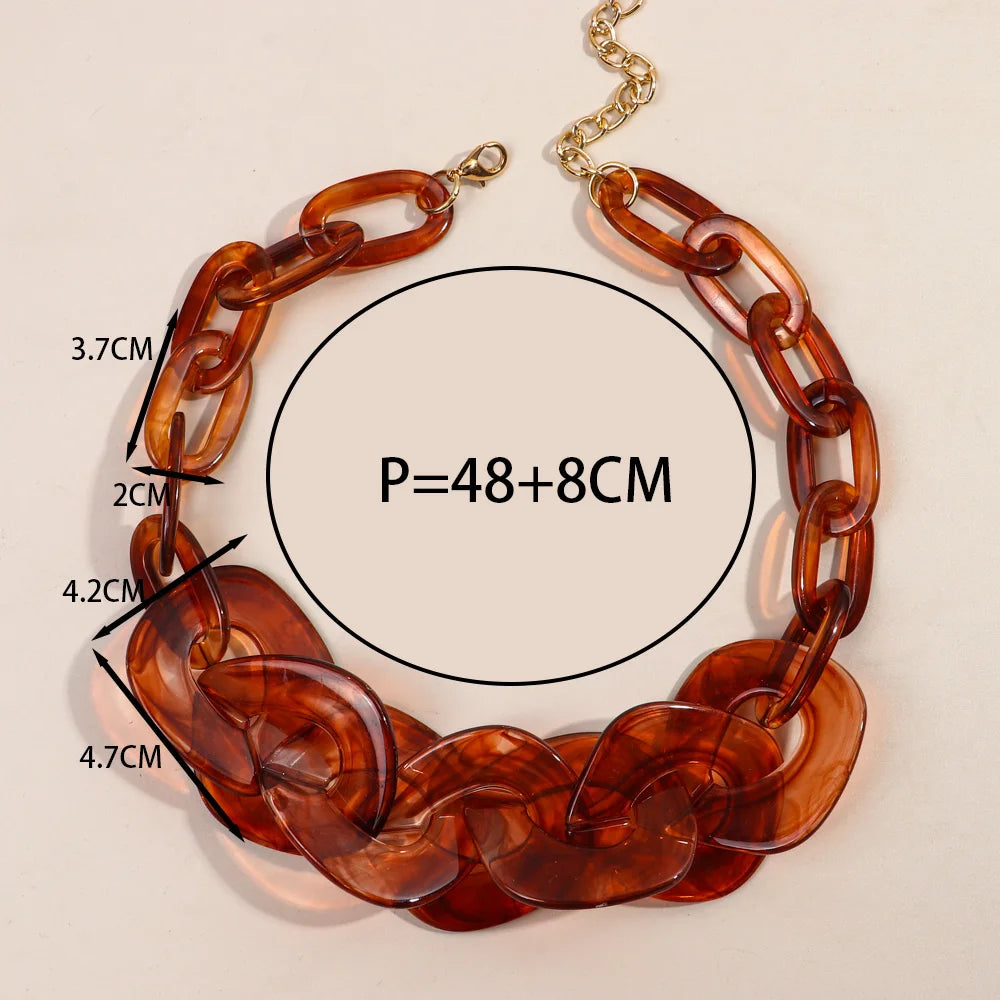 FishSheep Trendy Acrylic Tortoiseshell Choker Necklaces