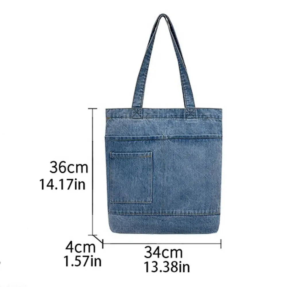 Cosmetric Bag Teens School Bag Purse Wallets Letter Large Capacity Women Handbag Korean Tote Bag Denim Ins Shoulder Bags